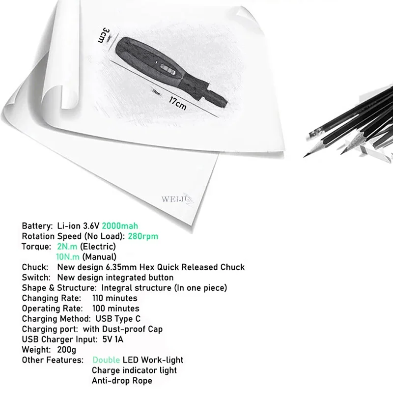 Kit de destornillador eléctrico inalámbrico de 3,6 V con batería recargable, luz LED de trabajo, juego de puntas de 27 piezas para herramientas eléctricas de bricolaje