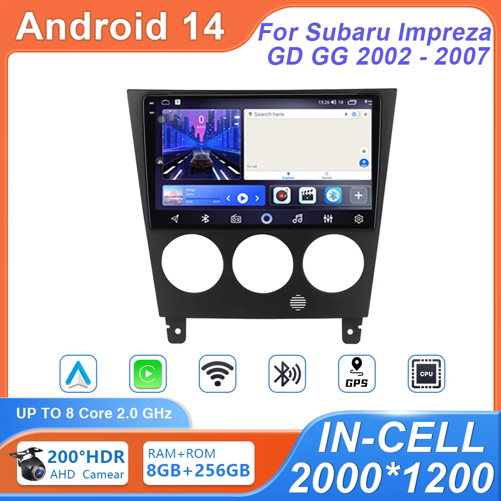 For Subaru Impreza GD GG 2002 - 2007 Car Radio Multimedia Video Player Navigation stereo GPS Android 14 Carplay GPS No 2Din DVD