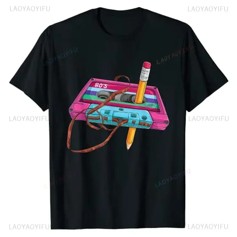 70's 80's 90's Vintage Cassette Tape Lápiz Música Mixtape Camiseta estampada Divertida 40th 50th 60th 70th Regalo de cumpleaños Camiseta gráfica