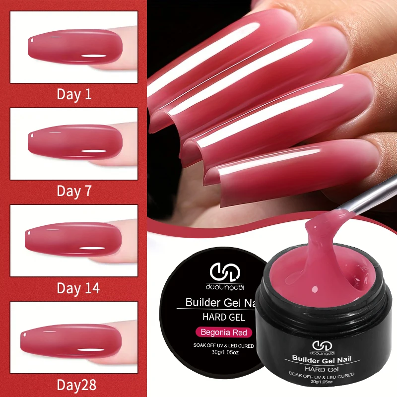 Gel de uñas acrílico para extensión, 30g, rubor, rosa, suave, duro, Gel de construcción, manicura UV semipermanente, arte de uñas