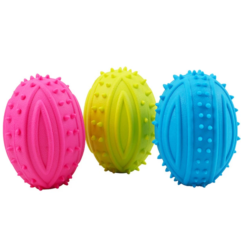 Pet Small Dog Treats Rugby Ball Puppy Interactive Toy Ball Training Toy for Large Dog Chew Hedgehog Toy Tooth Cleaning Bite Ball