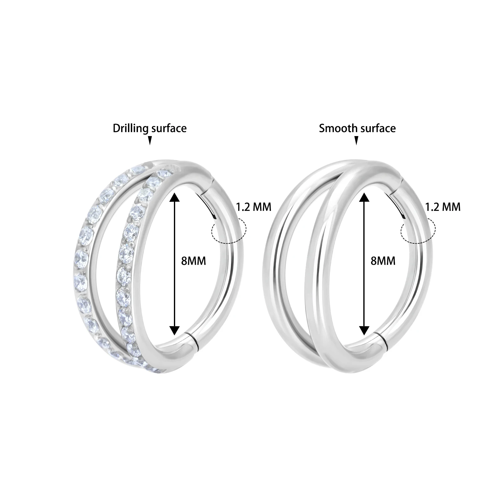 G23 tytan 16G kolczyk w nosie CZ przegroda zawiasowa podwójna obręcz Clicker Segment chrząstka ucha Tragus Helix kolczyki Piercing biżuteria