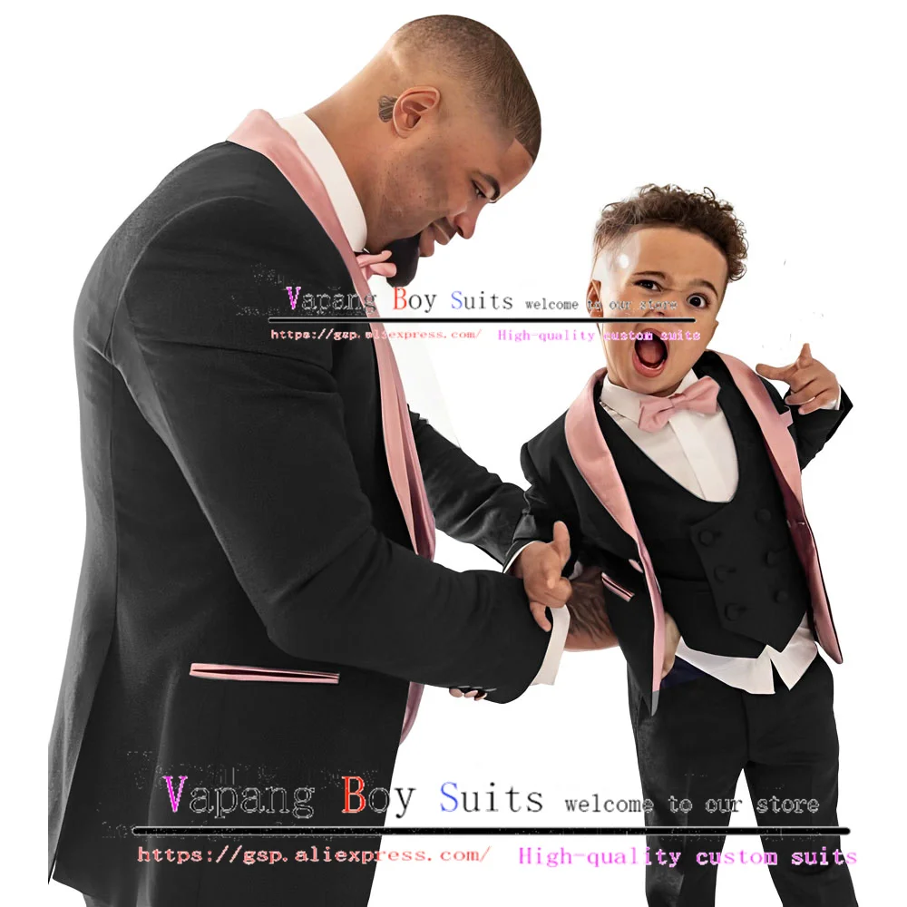 Boys Suit 4 Piece Jacket Vest Pants Bow Tie Wedding Tuxedo Kids Blazer Fashion Shawl Collar Blazer Set Clothes