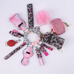 Shiny Rhinestone 13Pcs Self Defense Security Keychain Set With Personal Alarm Protective Keychain Accessories For Women Girls