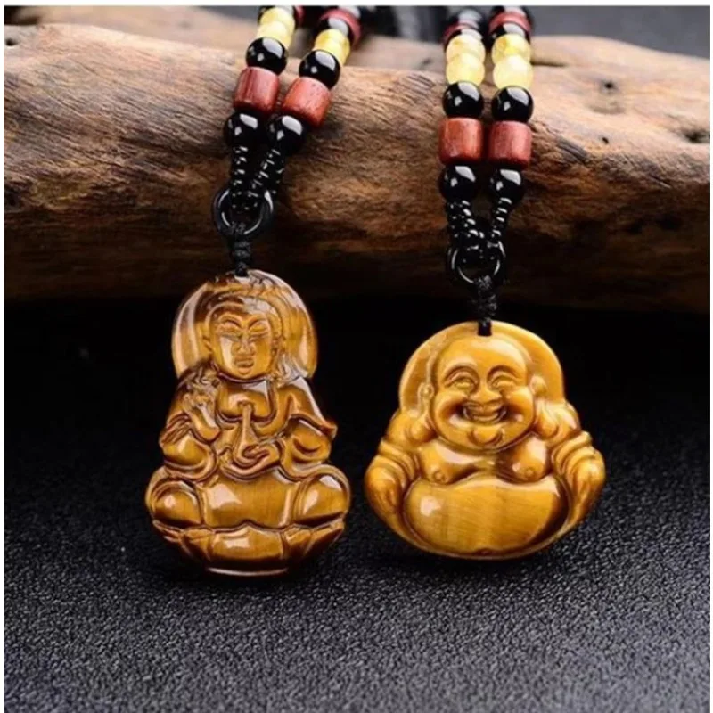 

Natural Tiger's Eye Stone Guanyin Buddha Pendant Fashion Trend Men's and Women's Pendant