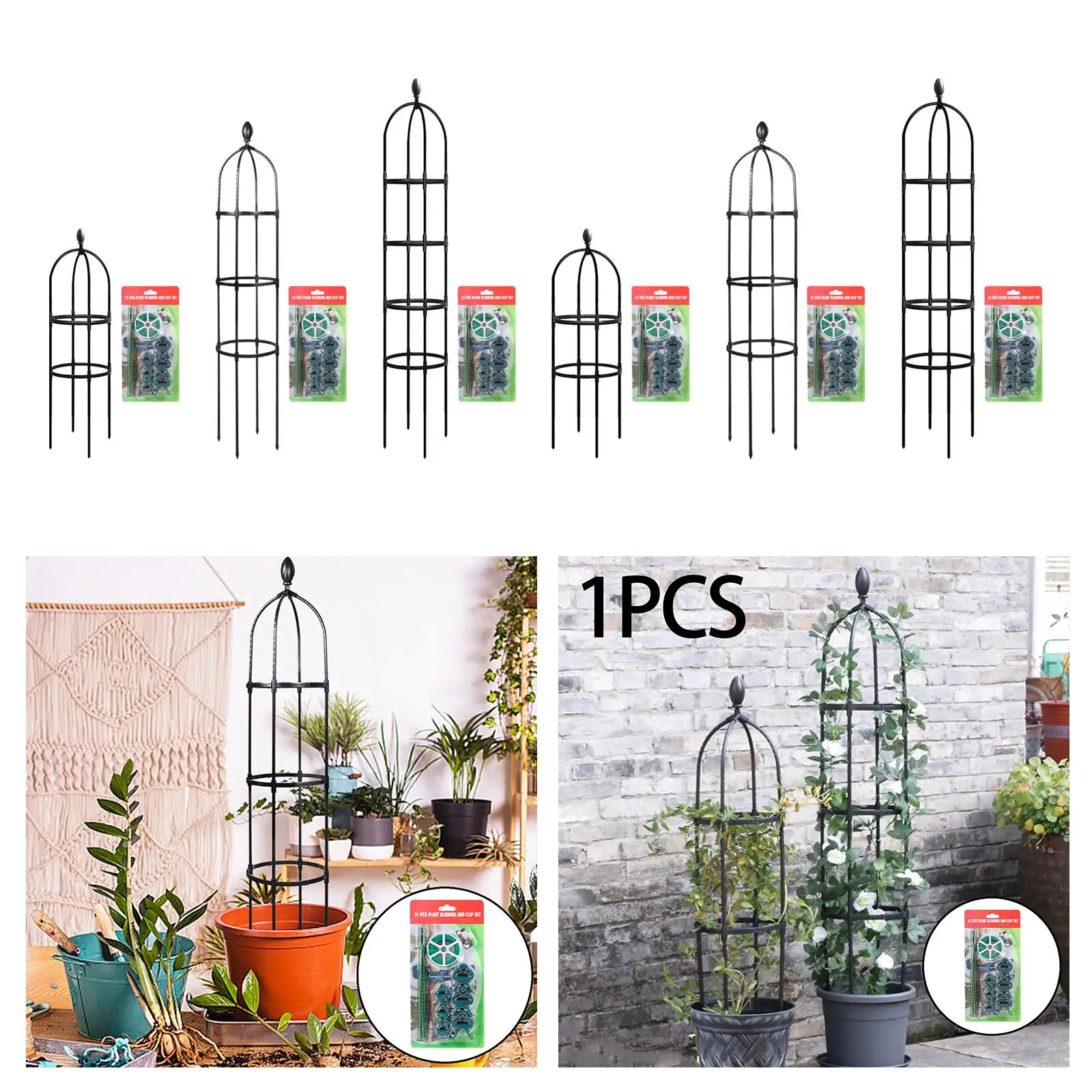 Obélisque de Jardin en Treillis, Cages de Support de Plantes, Cadre d'Escalade de user inage Polyvalent pour Pots, Poubelles, Plantes Grimpantes