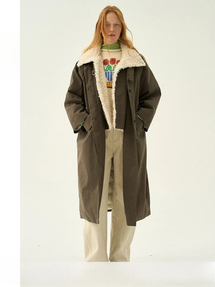 

TiaTia25 Winter New Cry Fur Collar Parka Sle down Jaet Long Coat Warm Thiened Long Sve Pure Color Single Button