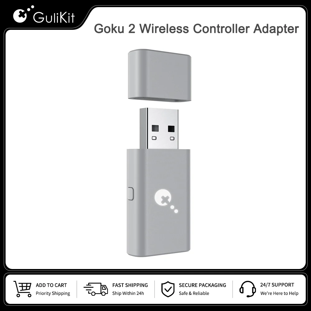 Gulikit Goku 2 ワイヤレスコントローラーアダプターレシーバードングル Windows Switch 1/2 PS4 Android Xbox Series S/X、Xbox One プラットフォーム用