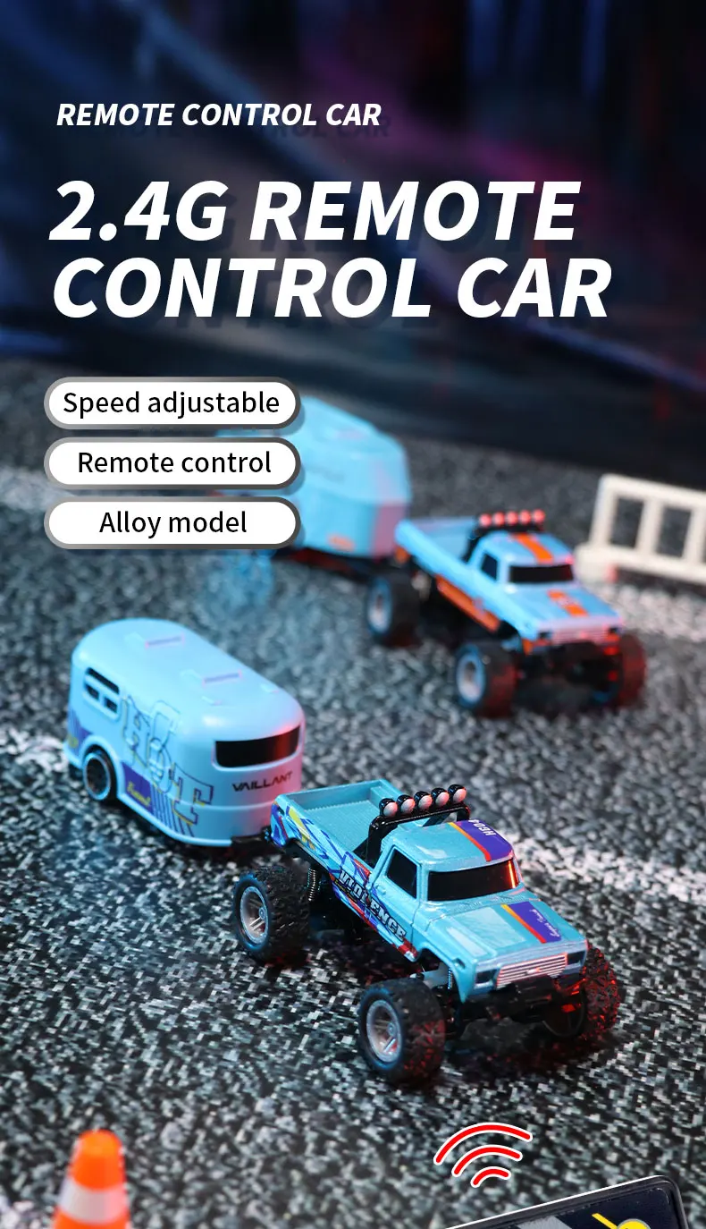 1/64 RC Car 2.4G Remote Control Mini Speed Off-road Climbing Car Alloy Desktop Vehicle with LED Light Toy for Kids Small Gifts