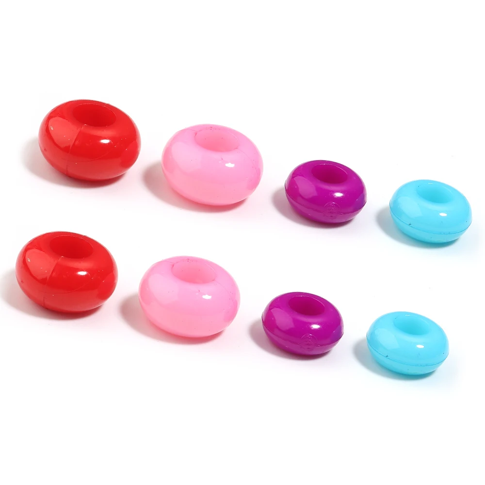 50/100pcs Big Hole Acrylic Ring Beads Mixed Color Abacus Shape Loose Spacer Bead For DIY Bracelet Keychain Accessories Wholesale image 6