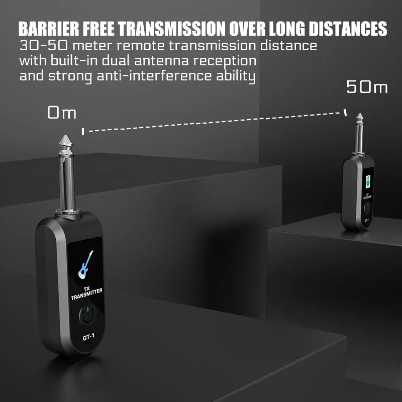 2.4G نظام الغيتار اللاسلكي بطارية ليثيوم قابلة للشحن الغيتار اللاسلكي جهاز ريسيفر استقبال وإرسال للجيتار الكهربائي باس