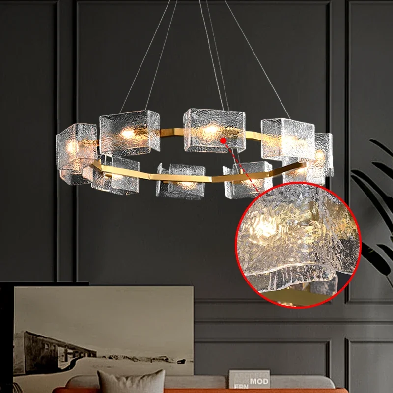 Modern Pendant Light For Living Room Nordic Luxury Dining Room Chandelier Fishbone Dining Room Ceiling Hanging Lamp Glass