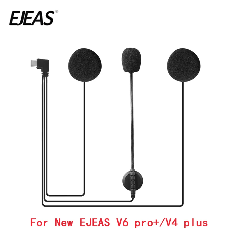 1Pcs Original Type-C Interface Headphone With Microphone For EJEAS V6 Pro+ V4 Plus Motorcycle Helmet Intercom Headset