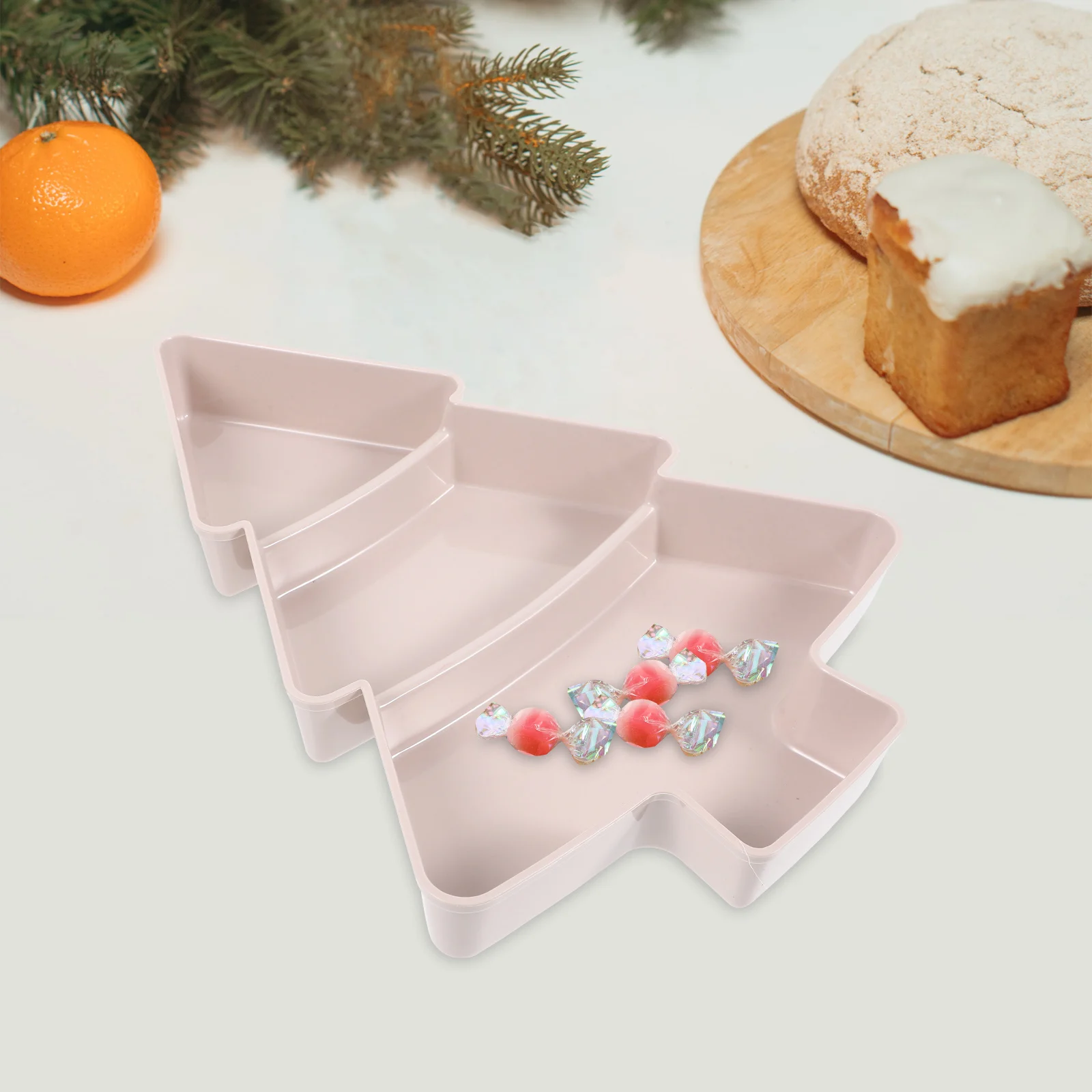

4Pcs Christmas Snack Plates Lightweight Decorative Plastic Food Storage Tray Party Dessert Tray Wedding Thanksgiving Birthday