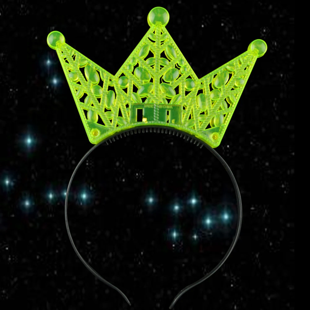 

2 Pcs Glowing Crown Hair Hoops Elastic Durable Accessories for Party Concert Club Show Kids Adults Hair B Decorations