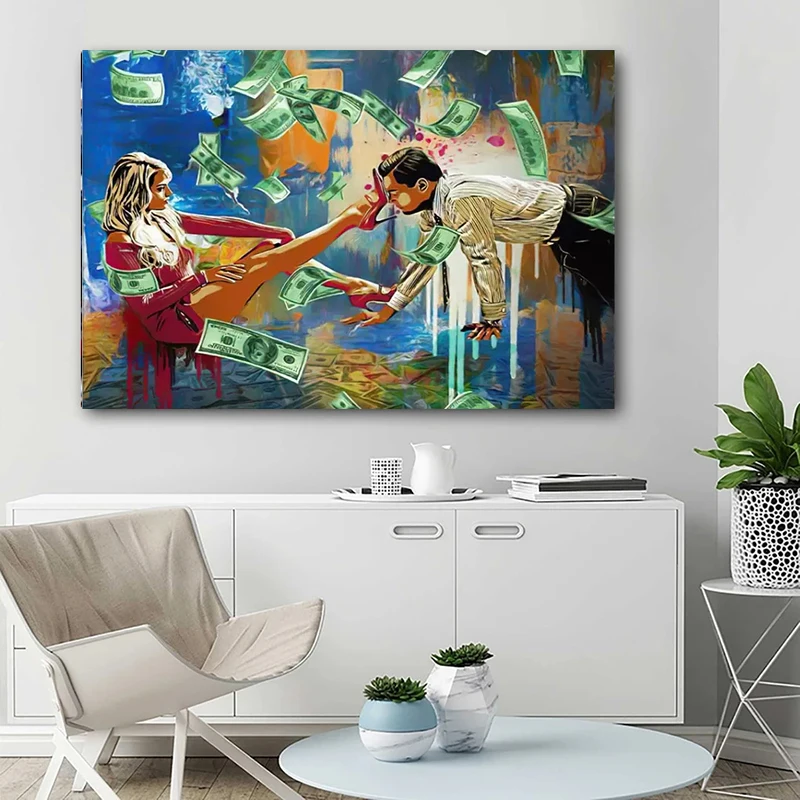 

Dollar Graffiti Canvas Painting, Classic Movie Characters, Abstract Wall Art, Posters and Prints, for Living Room Home Decor