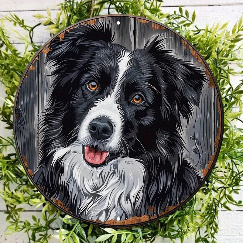 Durable Aluminum Collie Wall Sign, UV and Scratch Resistant, Outdoor and Indoor Decoration, Wall Art, Home Decor, 8in&11.8in 1pc