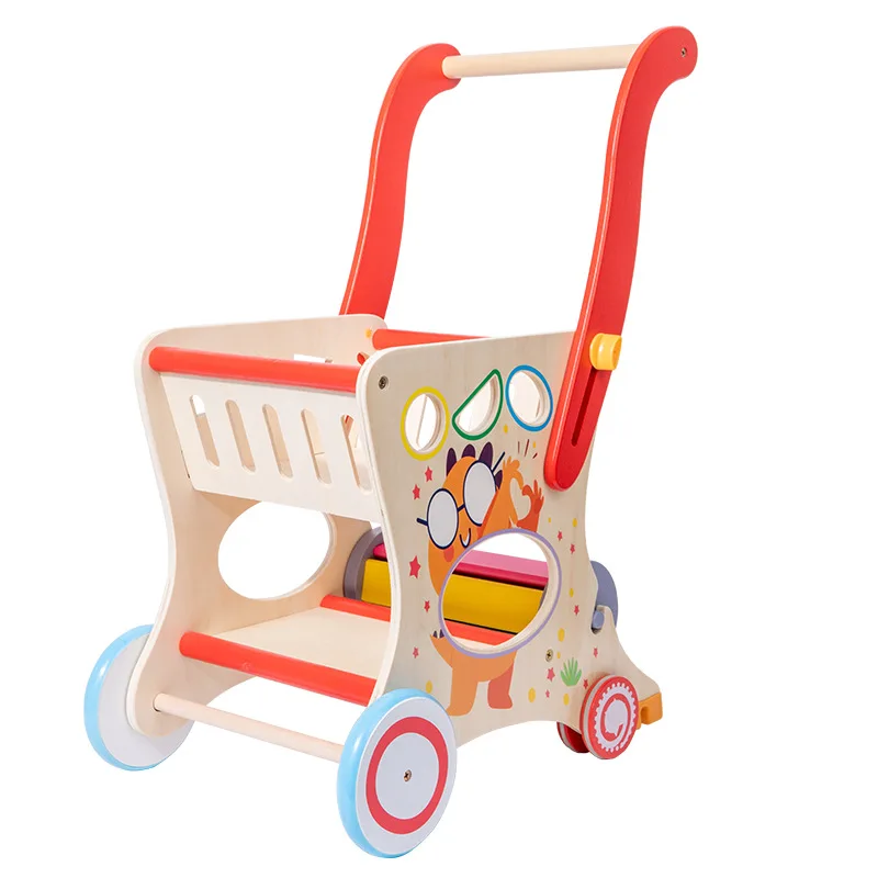 Neue multifunktion ale Kinder Hand Push Spielzeug Einkaufs wagen Holz Walking Supermarkt Handwagen große Kapazität Lagerung Spielzeug auto