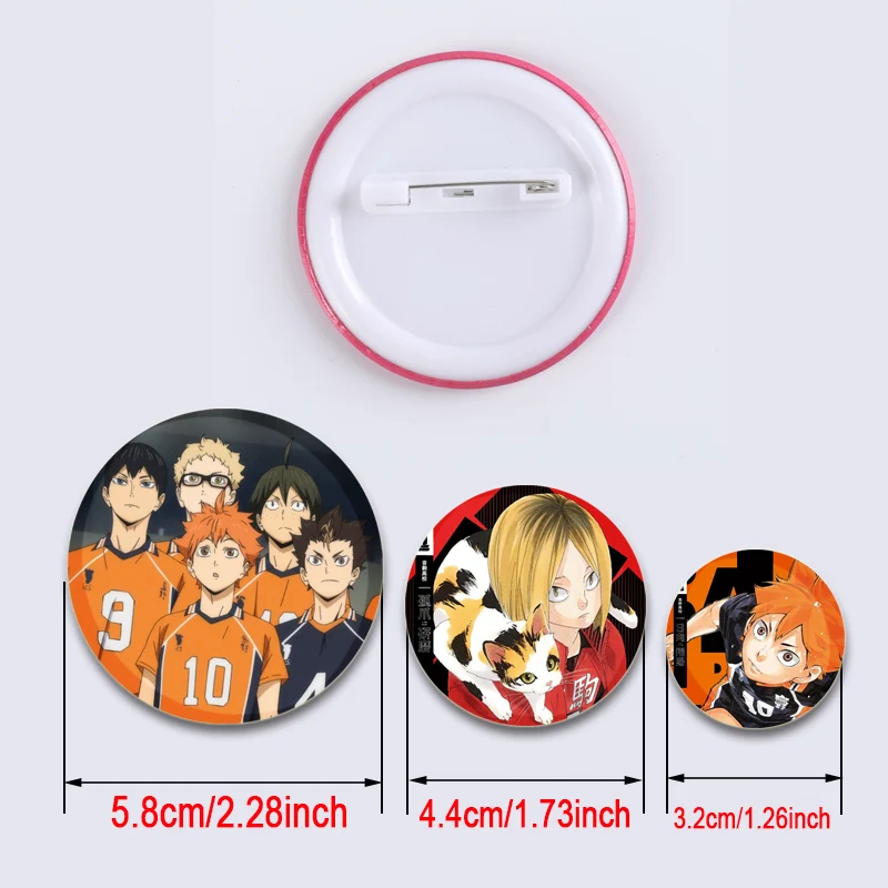 ¡Anime Haikyuu! Insignias de impresión HD para mochila, alfileres redondos Kenma Kozume, broches de dibujos animados para ropa, decoración de bolsos, regalos