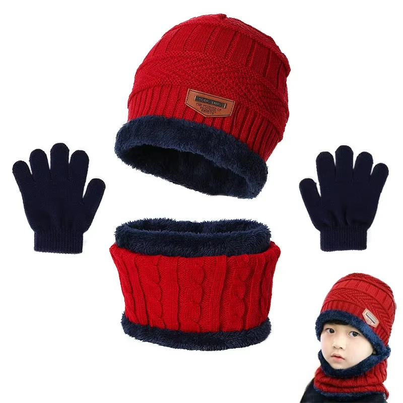 

New Winter Knitted Hat Children Plus Velvet Warm Scarf One-piece Cap Thickened Wool Cap Girls Ear Protection Kids Cold-proof Hat