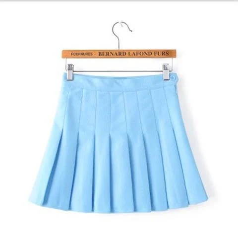 Preppy Pleated Skirt Girls Streetwear A Line Tennis Skirt High Waist Korean Red Pink Blue Mini Jupe Femme Navy Blue Women Skirts