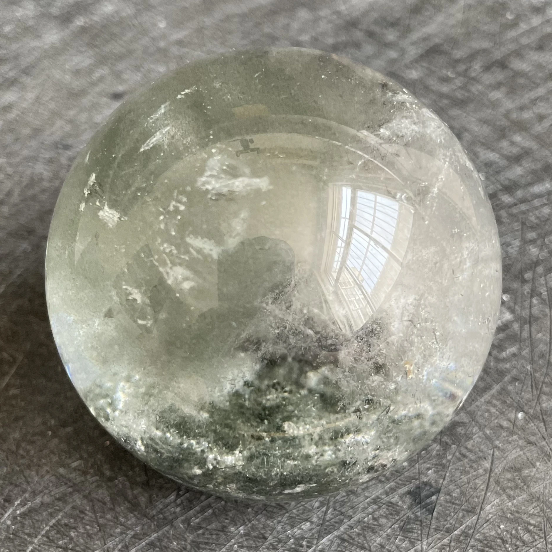 341g Natural Crystal Ball Green Phantom Decoration Polished Quartz Sphere Reiki Healing