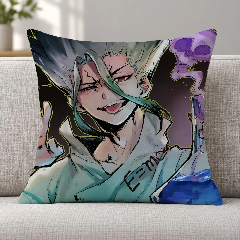 Anime Science S-Senku Ishigami Cushion Cover Soft Plush Decorative Sofa Bedroom Living Room Car Dorm Home Decor Gift