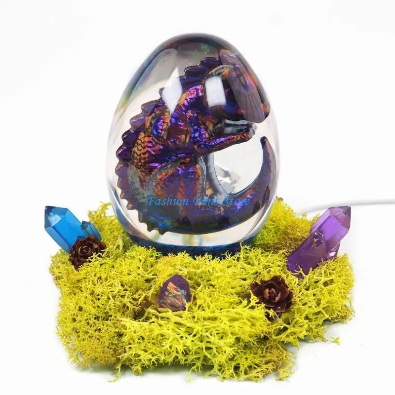 قوالب راتنجات الايبوكسي المضيئة على شكل بيضة التنين من أجل قالب سيليكون مبتكر للأضواء الليلية #5