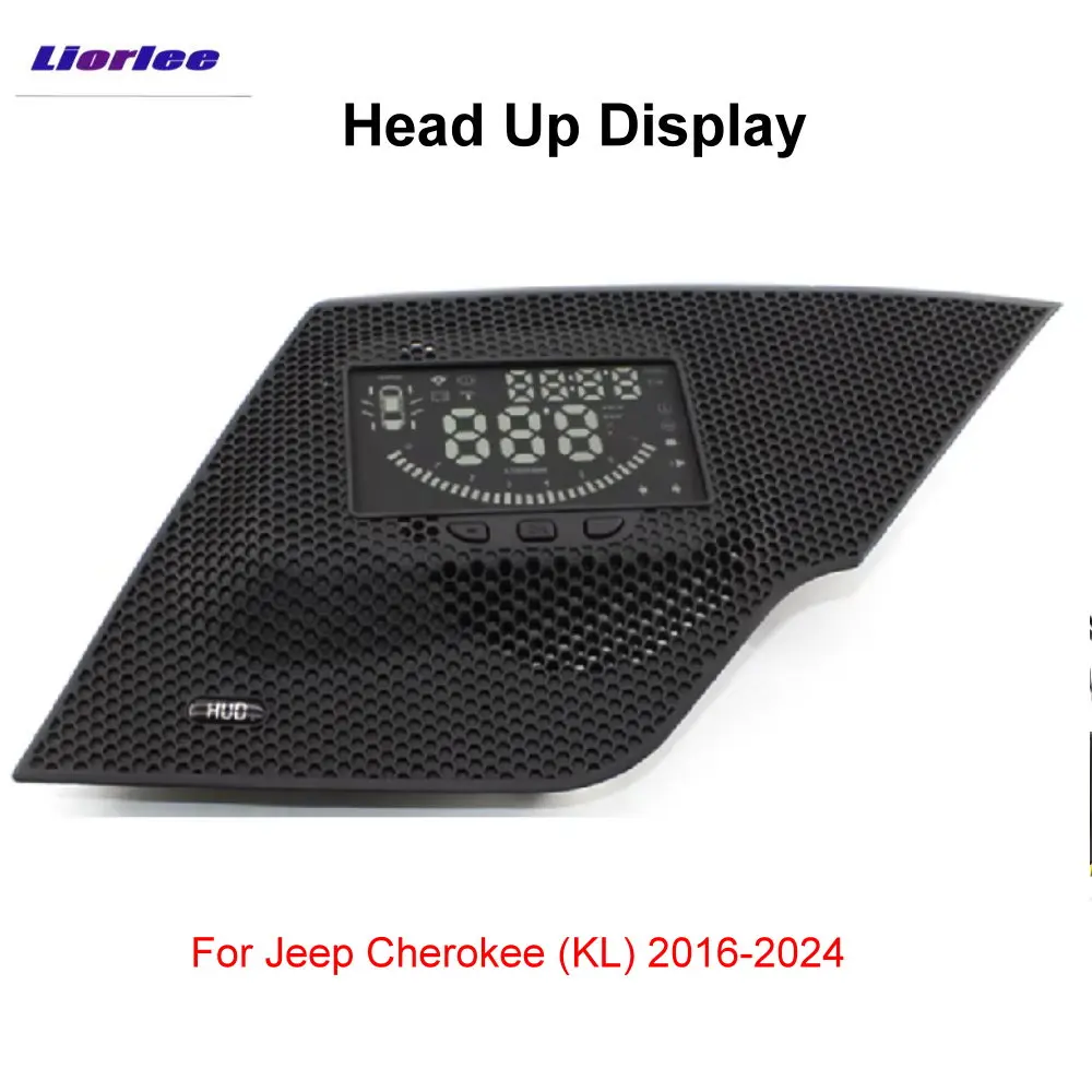 شاشة عرض HUD للسيارة لسيارة جيب شيروكي (KL) 2016-2024 شاشة قيادة آمنة obd عداد السرعة للزجاج الأمامي #1