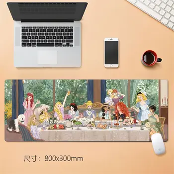 Kreativní podložka pod myš s princeznou na čajový dýchánek, přizpůsobená nadměrná silná kreslená roztomilá podložka pod myš s okraji zámku, omyvatelná podložka pod počítačovou kancelář 10 nejlepší prodej roztomilé podložky na stůl - №3