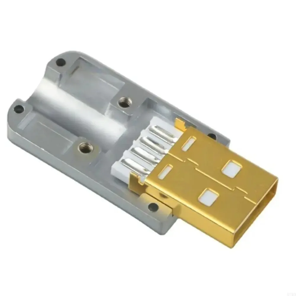 Aluminum Alloy USB 2.0 A B Connector Gold Plated Plug Welded DIY Decoder Socket Data Cable Plug Socket Decoder Accessories
