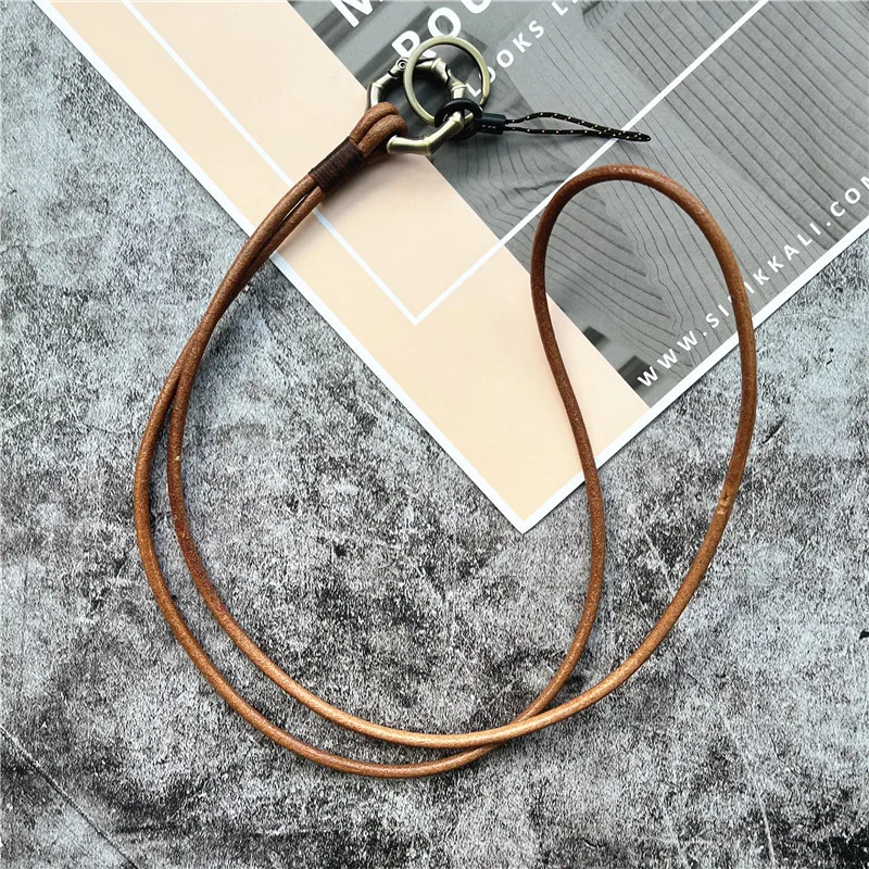 Accessories for Hanging Cell Phones Lanyard Keys Genuine Leather Straps for Mobile Phone Chain Heavy Metal Keyring Key Lanyards