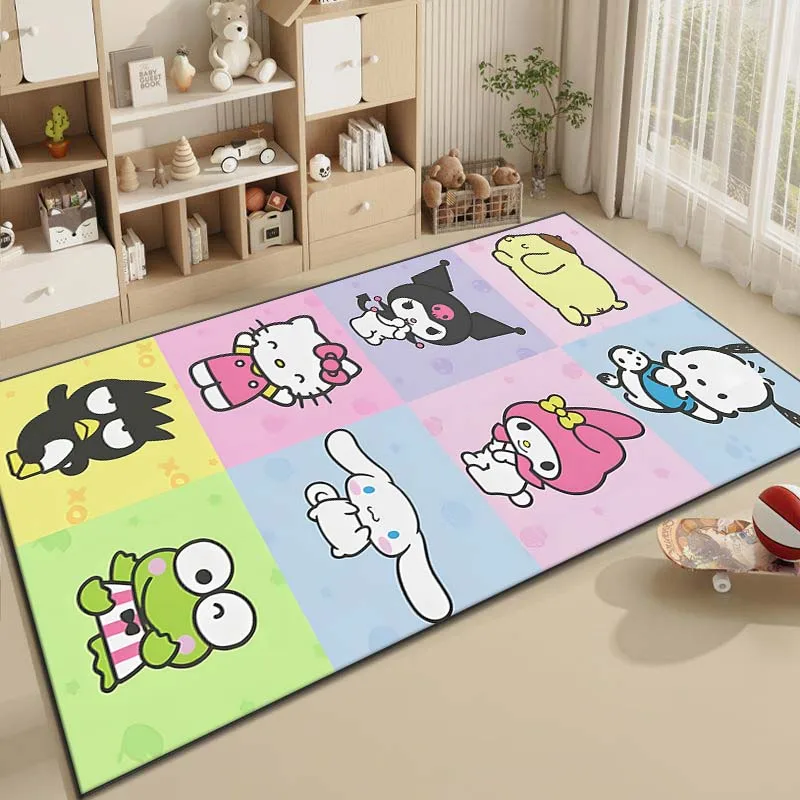 Sanrio Family Kuromi Cinnamoroll Pattern Living Room Bedroom Carpet Bedside Bathroom Floor Mat Kid\'s Room Play Mats Area Rug