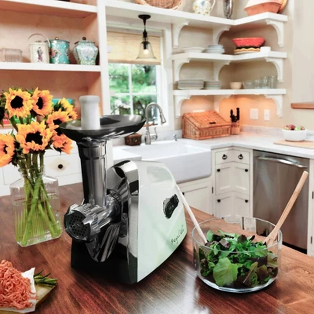 مفرمة لحم أوتوماتيكية قوية بقدرة 1200 وات، محضر طعام من الفولاذ المقاوم للصدأ، نظام محرك معدني بالكامل، أجهزة المطبخ للاستخدام المنزلي