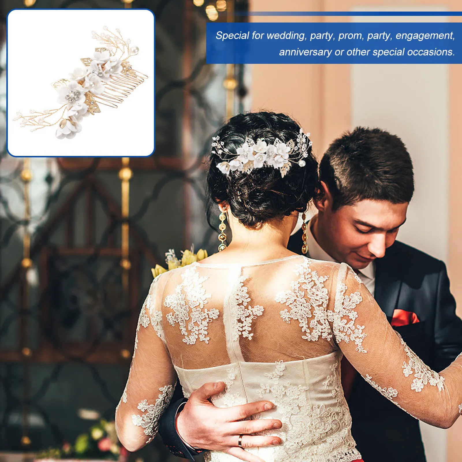 

Luxury Crystal Bridal Hair Comb Alloy Floral Headdress Wedding Hair Jewelry for Bride Bridesmaids Special Occasion Party