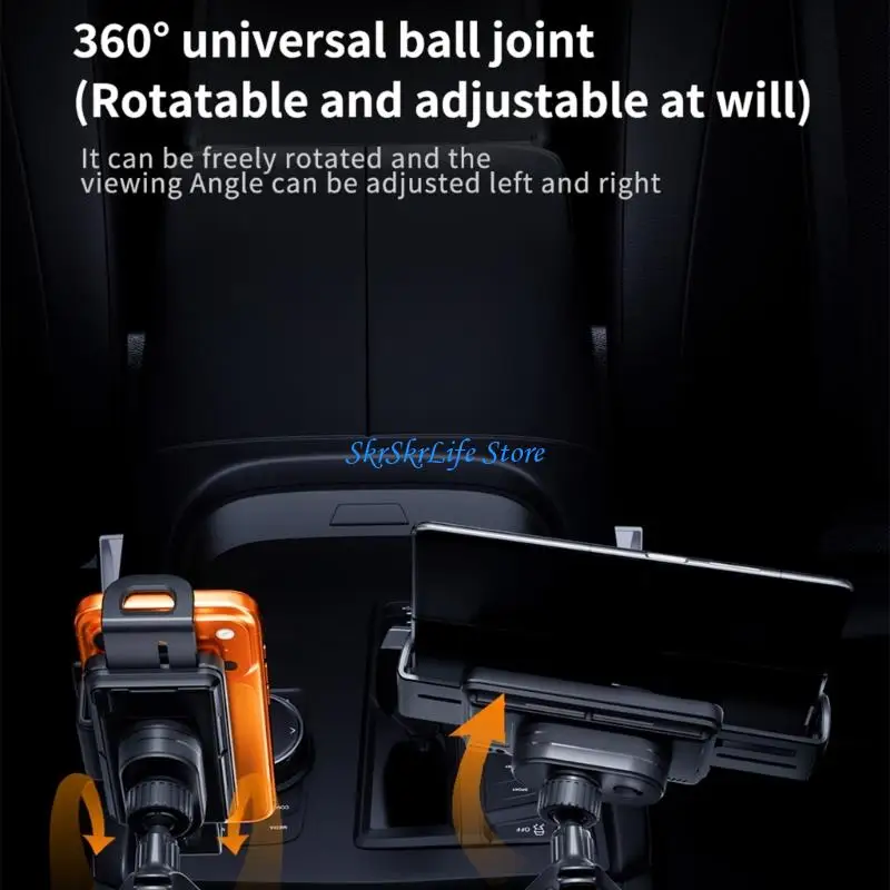 

E65E Foldable Portable Phone Holder Offering 360 Rotatable Feature for Travel Daily Use Includes Car Vent Clip and Suction Cup