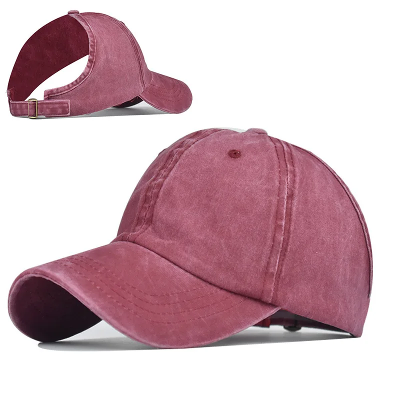 

New Cotton Ponytail Hat Simple Half Top Baseball Cap Solid Color Outdoor Sports Adjustable Cap Snapback Hats Gorras