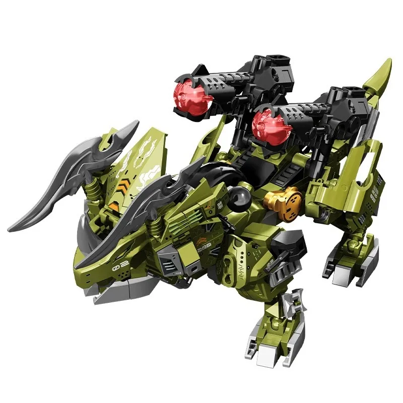 مكعبات بناء روبوت مدفع مغناطيسي كهربائي على شكل ديناصور متوافقة مع العلامات التجارية الكبرى للأولاد لعبة الطوب بعمر 8-12 سنة