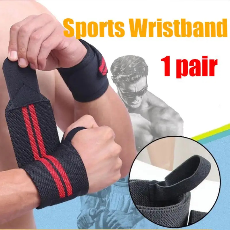 1 زوج اللياقة البدنية المعصم دعم معصمه رياضة رفع الأثقال يلتف ضمادة معصمه الرياضية