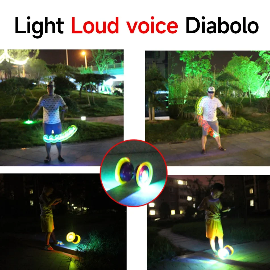 Glow En Ring Diabolo Multi-color Vallen Weerstand Festival Prestaties Outdoor Fitnes Ouder-kind Interactie Swing Bar Pakket