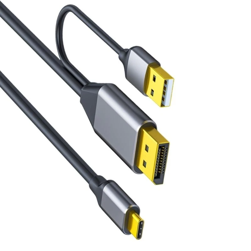 Kabel DisplayPort do USB C 4K@60Hz z adapterem kabla USB Konwertery DisplayPort męski na męski typu C obsługują dotyk — zdjęcie produktu 4