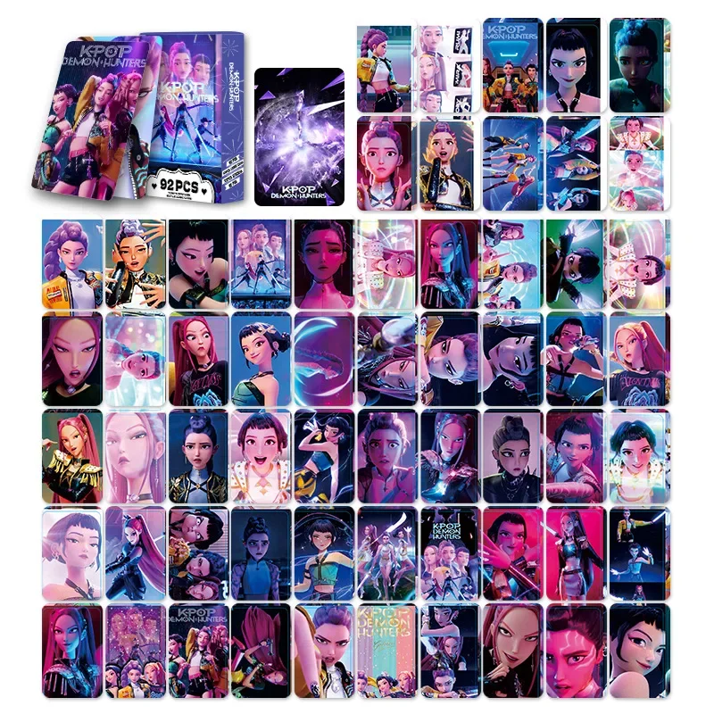 

Kpop Demon Hunters Students Double-sided Anime Laser Card Fashion Collect Cards Cartoon Small Cards Surrounding Girls Party Gift