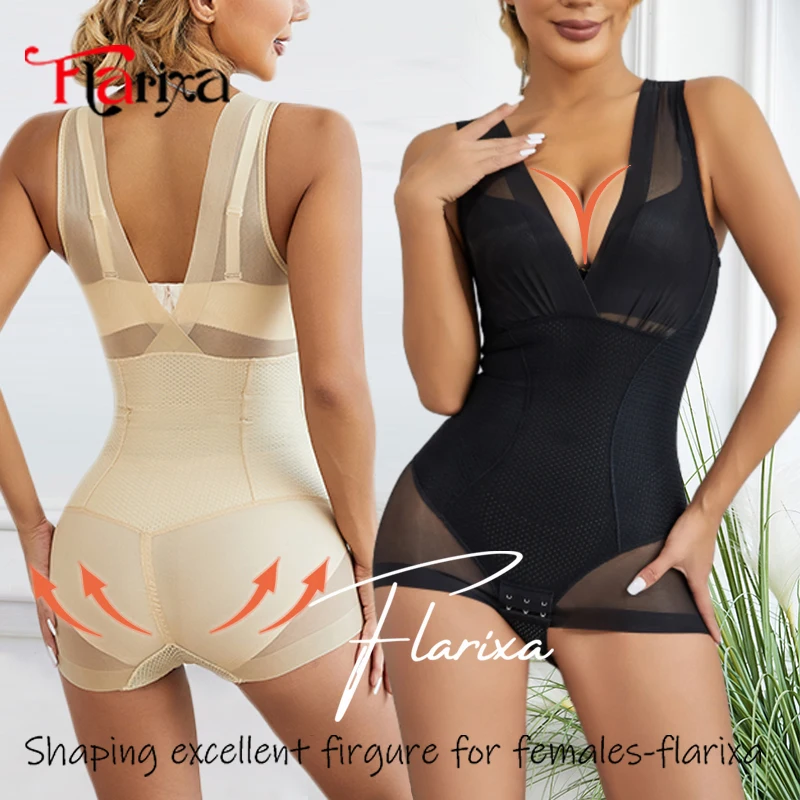 Flarixa koronkowe body bielizna modelująca kobiety kontrola brzucha Fajas urządzenie do modelowania całego ciała brzuch bielizna wyszczuplająca Butt Lifter bielizna