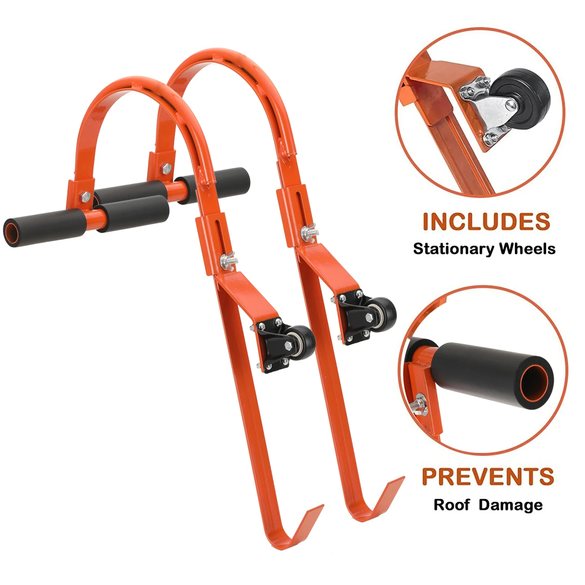 2er-Pack Leiter-Dachhaken mit Rad, Hochbelastbarer Stahl-Leiterstabilisator-Halter