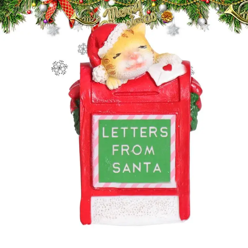 Santa Mail Box Christmas Santa's Mailbox Decoration Letters To Santa Ornaments Collectible Figurines Christmas Village