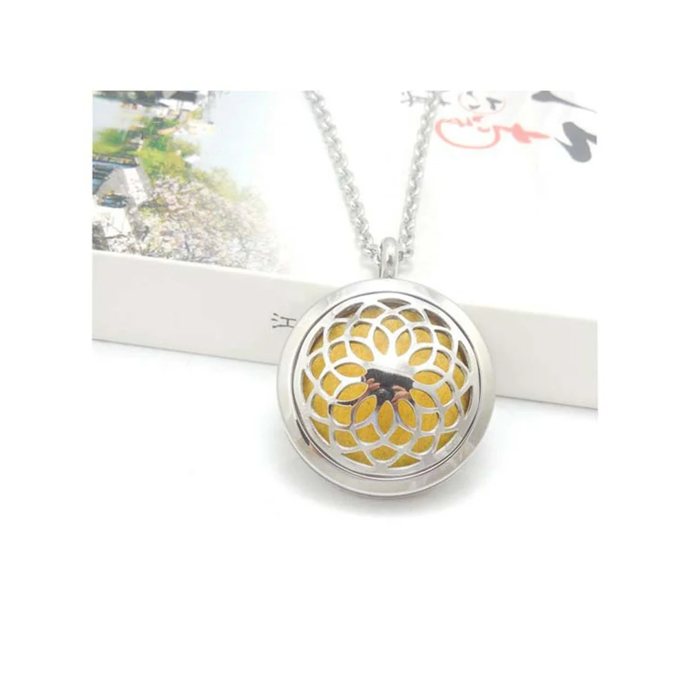 

Diffuser Pendant Aromatherapy Necklace Stainless Steel Round Locket Mixed Color Aromatic Slices Mini Air Freshener Stay