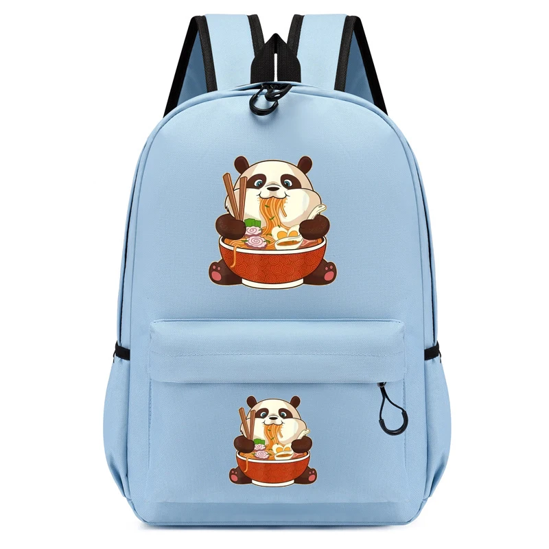 

Children's Bagpack Cartoon Panda Eat Ramen Backpack for Teenager Cute Kindergarten Schoolbag Kids Bookbag Girls Anime Animal Bag