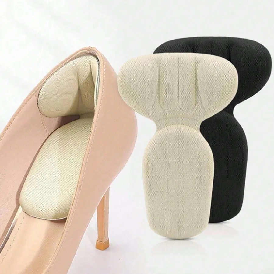 Wkładki do butów na obcasie w kształcie litery T 2w1, pogrubione antypoślizgowe podkładki na pięty z regulacją półrozmiaru, wkładki zapobiegające otarciom pięt.