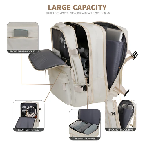 Imagen 2 del producto Nueva mochila específica para avión, mochila para equipaje de mano de embarque, mochila para portátil de viaje en avión, mochila para estudiantes, mochila unisex, viaje de negocios de corta distancia