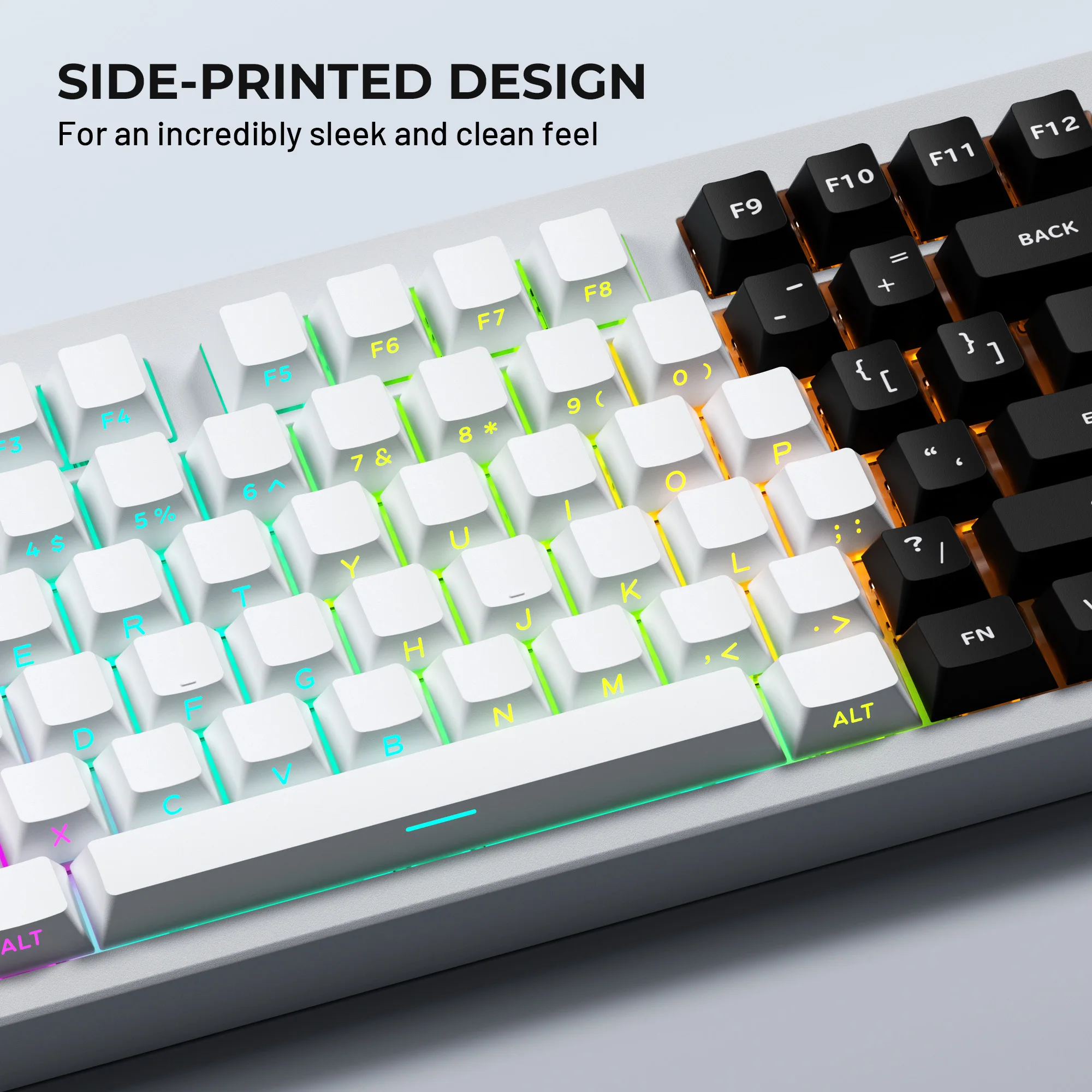 XVX Cherry White Keycaps Side Print Shine Through Double Shot 132 Keys Compatible with 60/65/75/80/100/104/108 Keyboard